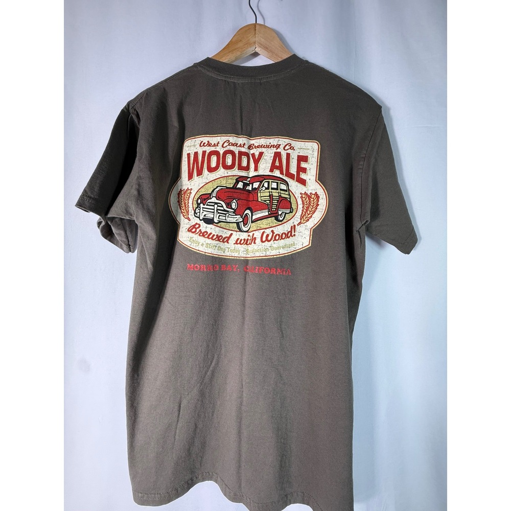 Gildan West Coast Brewing Co Woody Ale T-Shirt Mens Medium Morro Bay CA Brown